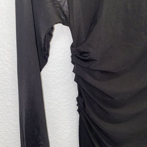 Calvin Klein Women's Asymmetric Hem Ruched Midi Black Sheath Dress Small - Picture 9 of 14